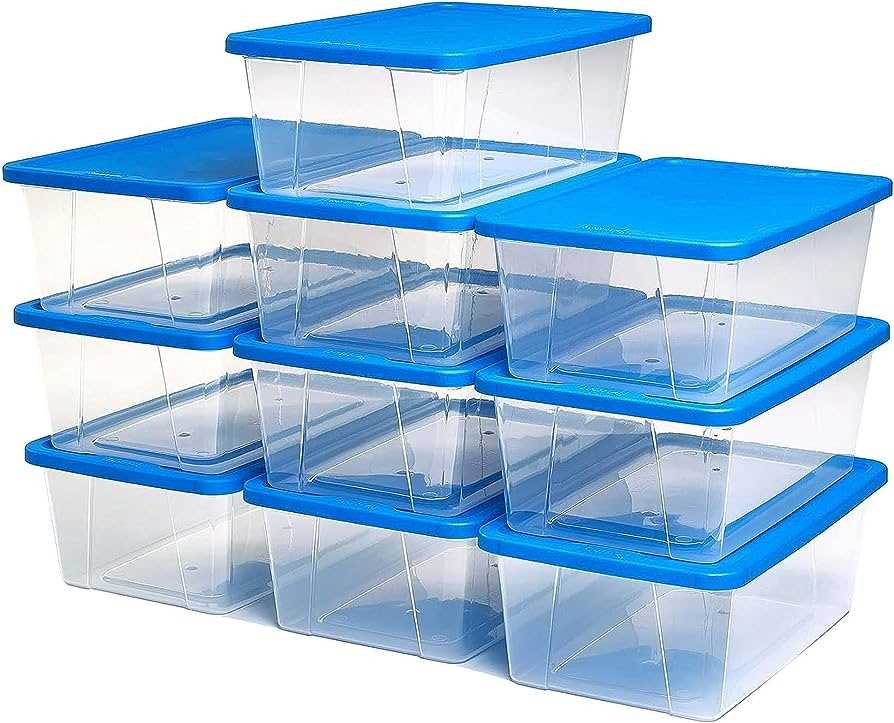 Versatility of clear storage bins with lids